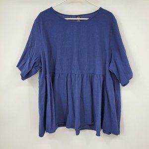 Emery Rose‎ Blue Short Sleeve Tiered Blouse Shirt Top Size 4XL